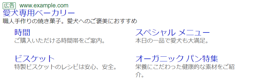 サイトリンク表示オプション